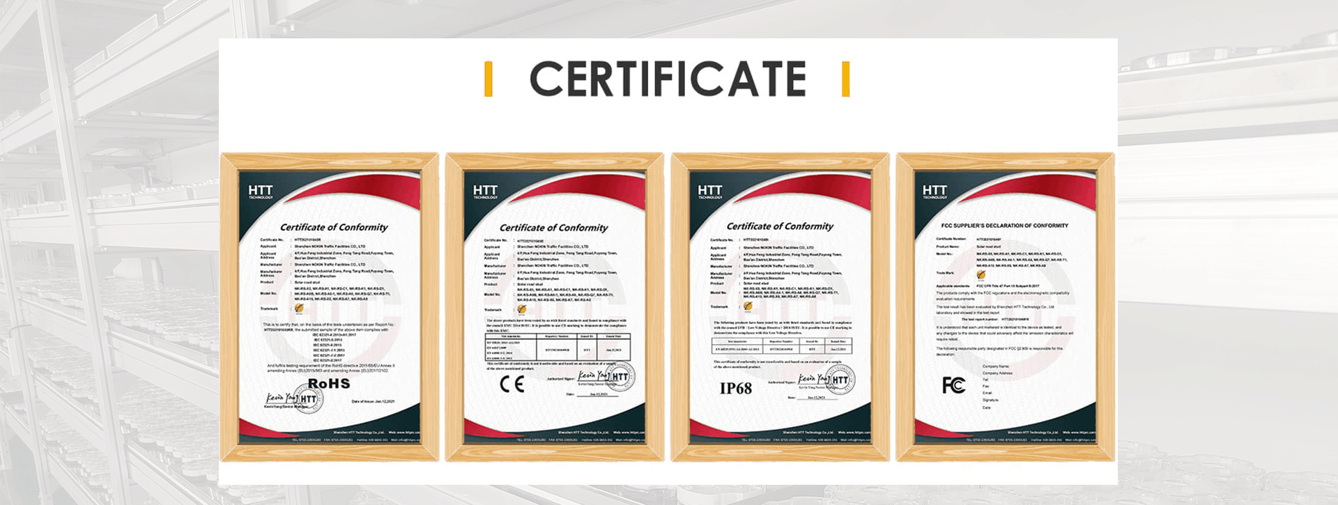 solar road markers certificate